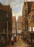 Street Scene with Couple in Conversation